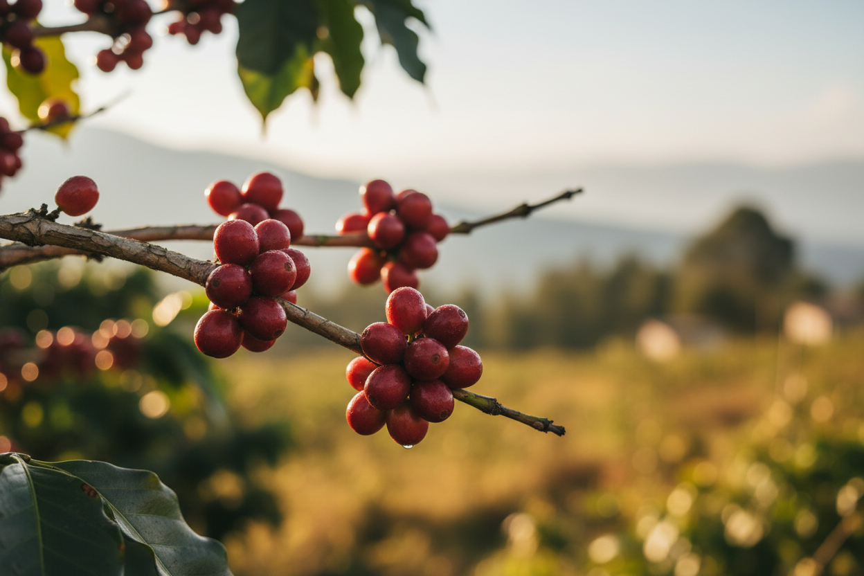 Peru cireșe cafea macro