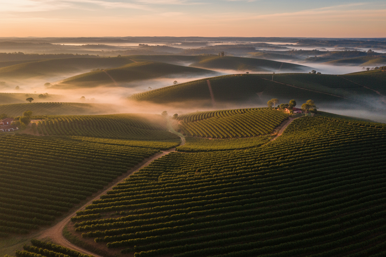 Plantație cafea Brazilia aerial